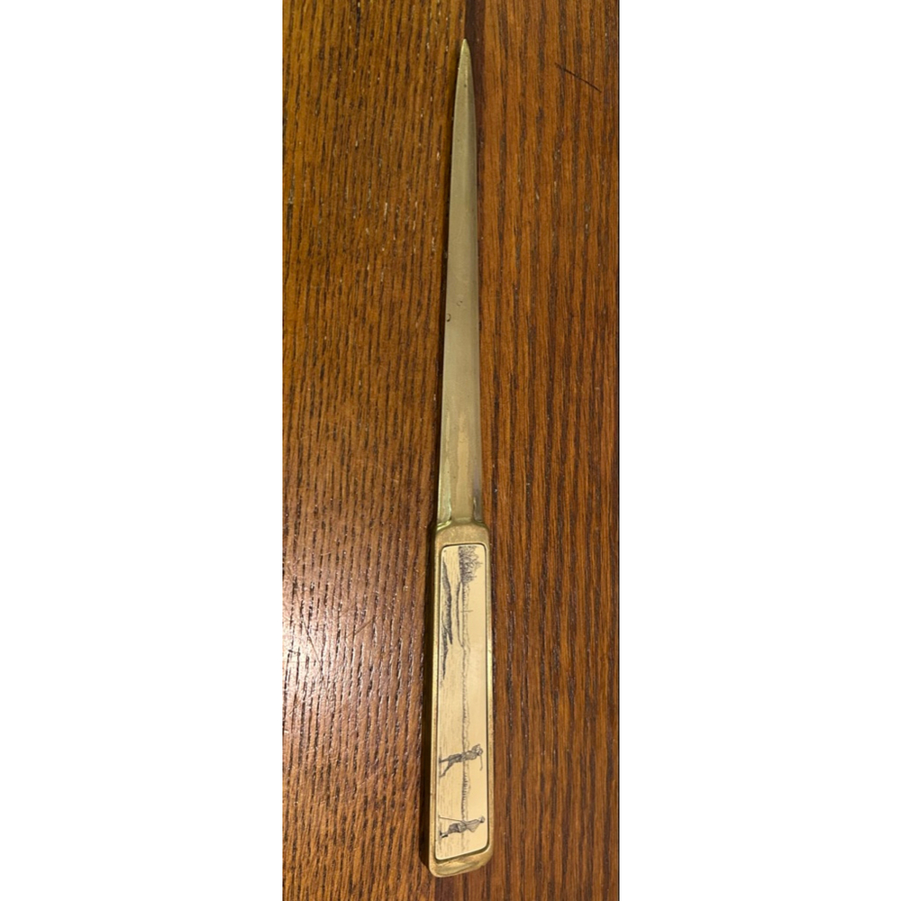 Unbranded Gold & Cream Golf Scene Letter Opener One Size Office Accessory